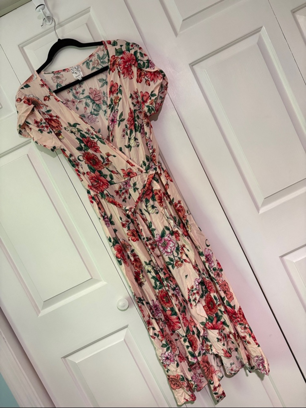 Naïf Floral Wrap Maxi Dress in Blush Pink